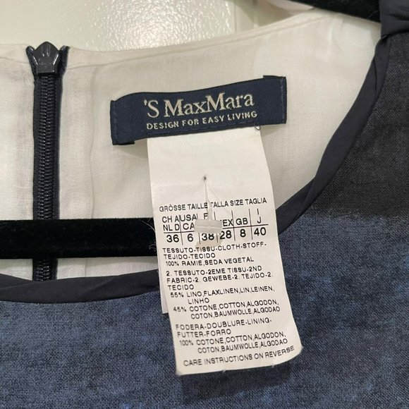 'S Max Mara Blue Printed Mini Dress - Picture 2 of 6